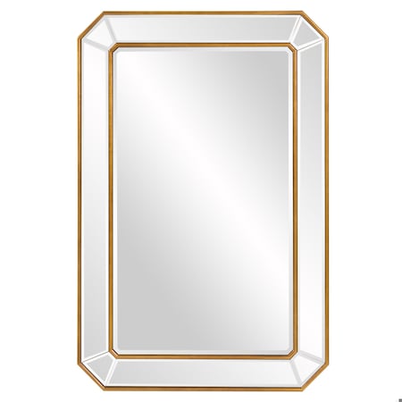 Homeroots Recatngle Gold Leaf Mirror with Angled Corners Frame 383725